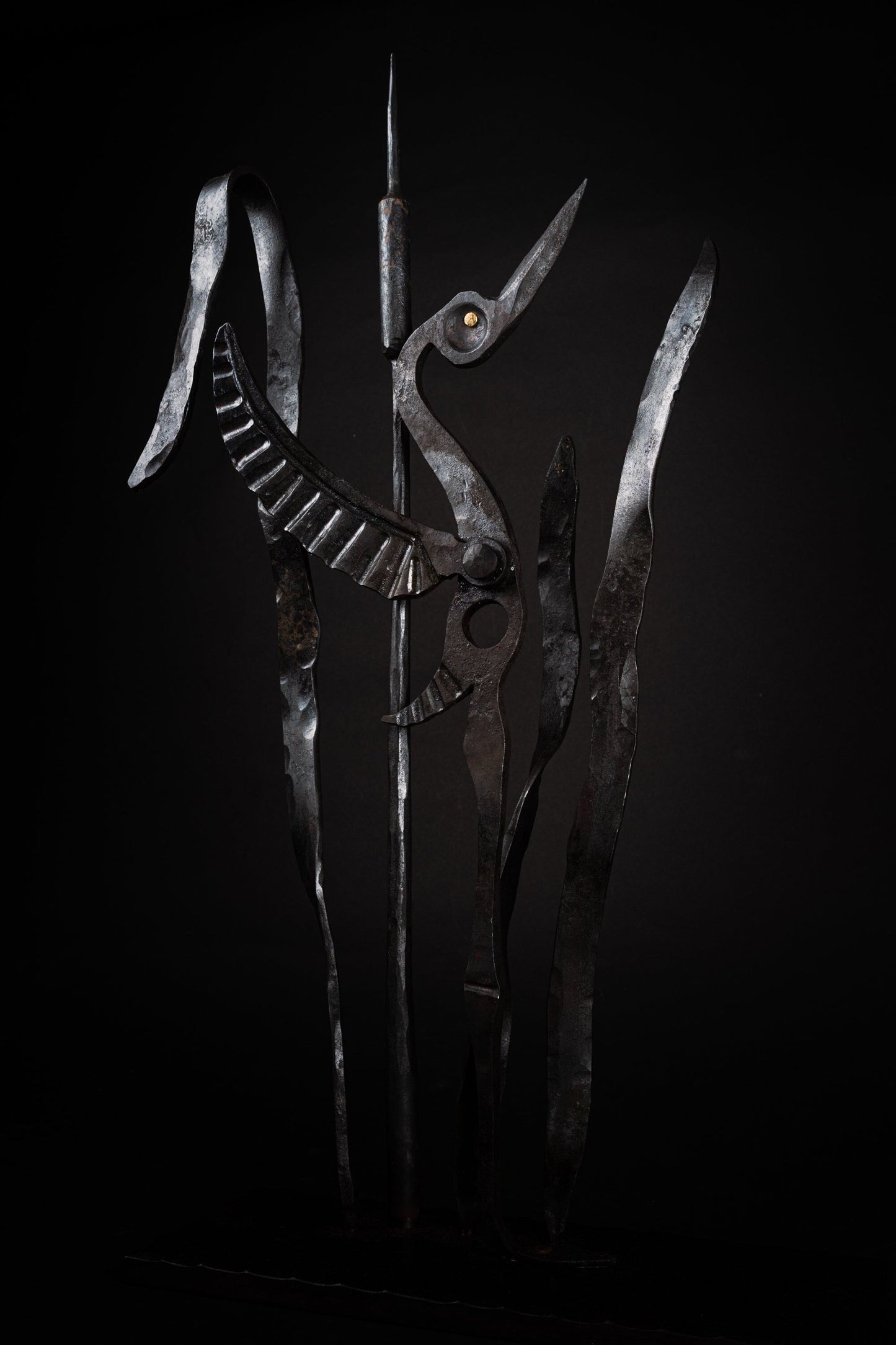 Hand Forged Art Statue Crane Bird Decor Sculpture Stork