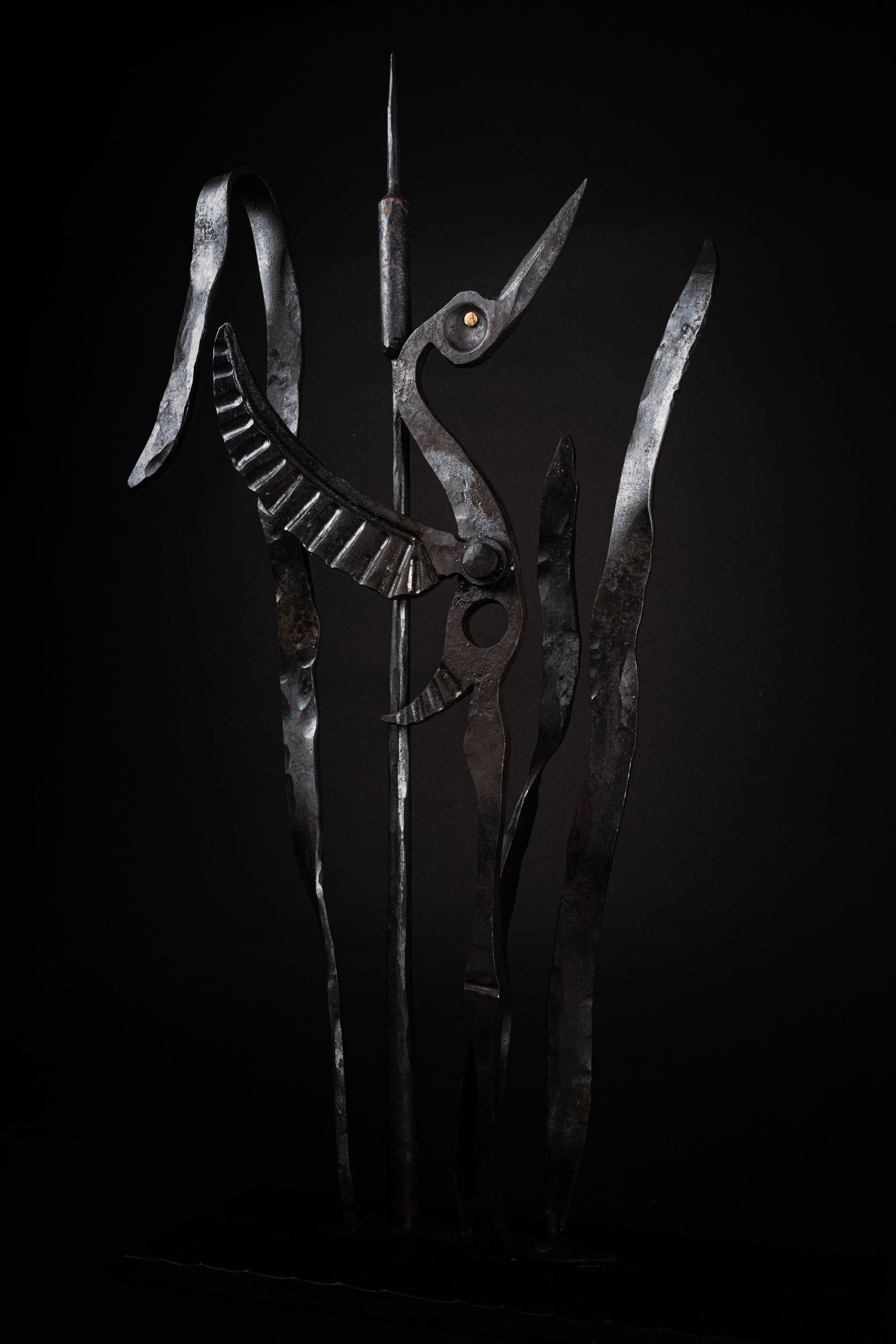 Hand Forged Art Statue Crane Bird Decor Sculpture Stork