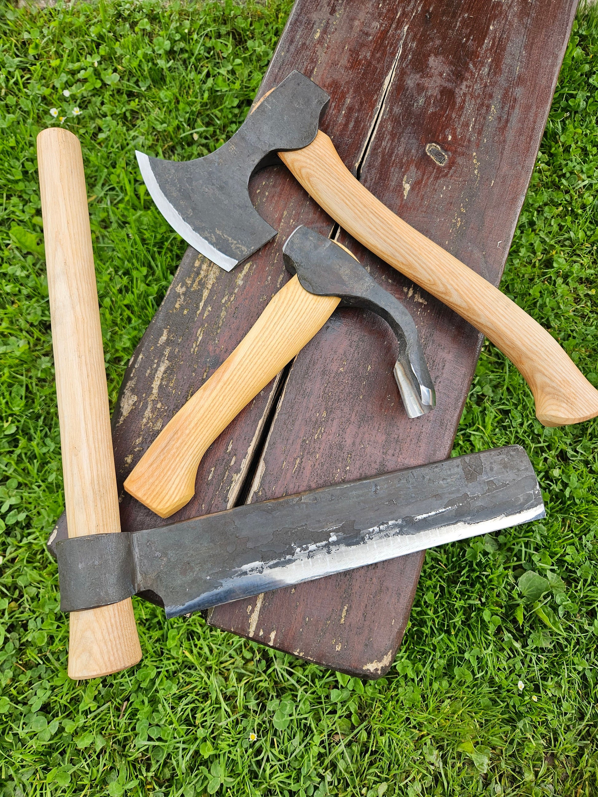 Hand Forged Woodworking Kit - Starting Set including Froe, Carving Axe, Adze, Great for Beginners or Pros Sloyd Spoon Froe Adze Axe Chisel